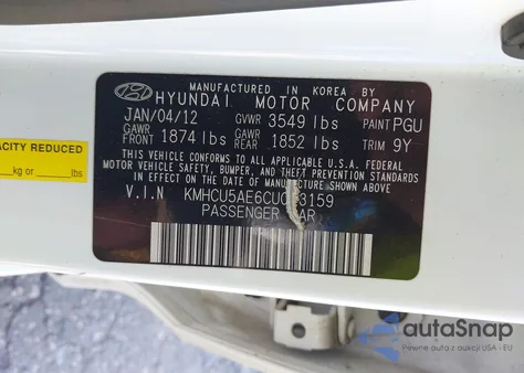 2012 Hyundai Accent Se from USA, damaged, VIN KMHCU5AE6CU043159